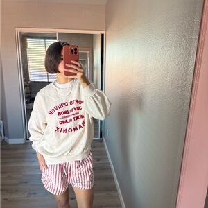 H&M Cream Sweatshirt with Red Text
